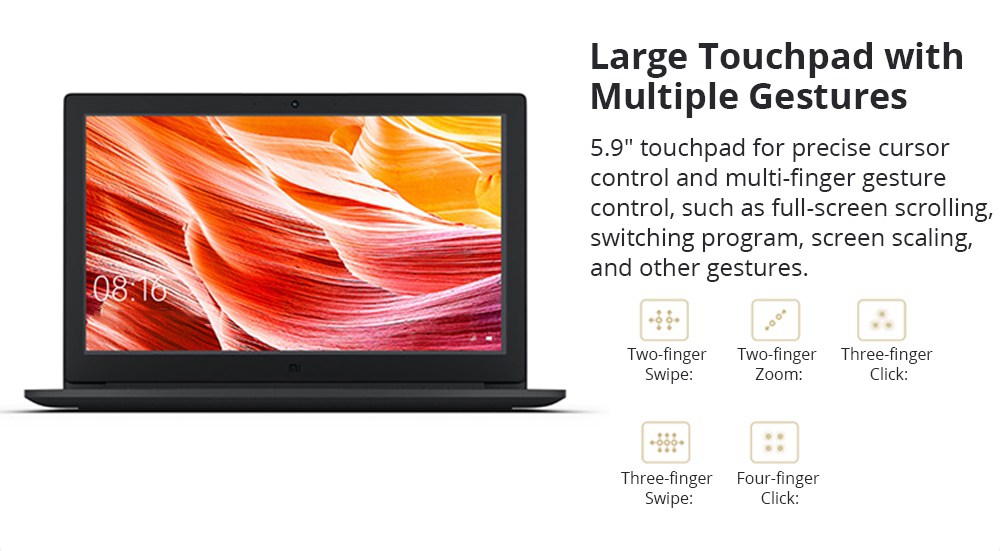 Xiaomi Mi Notebook Intel Core i7-8550U Quad Core 15.6" 72% FHD Screen 1920*1080 16GB DDR4 512GB SATA SSD Windows 10 - Grey