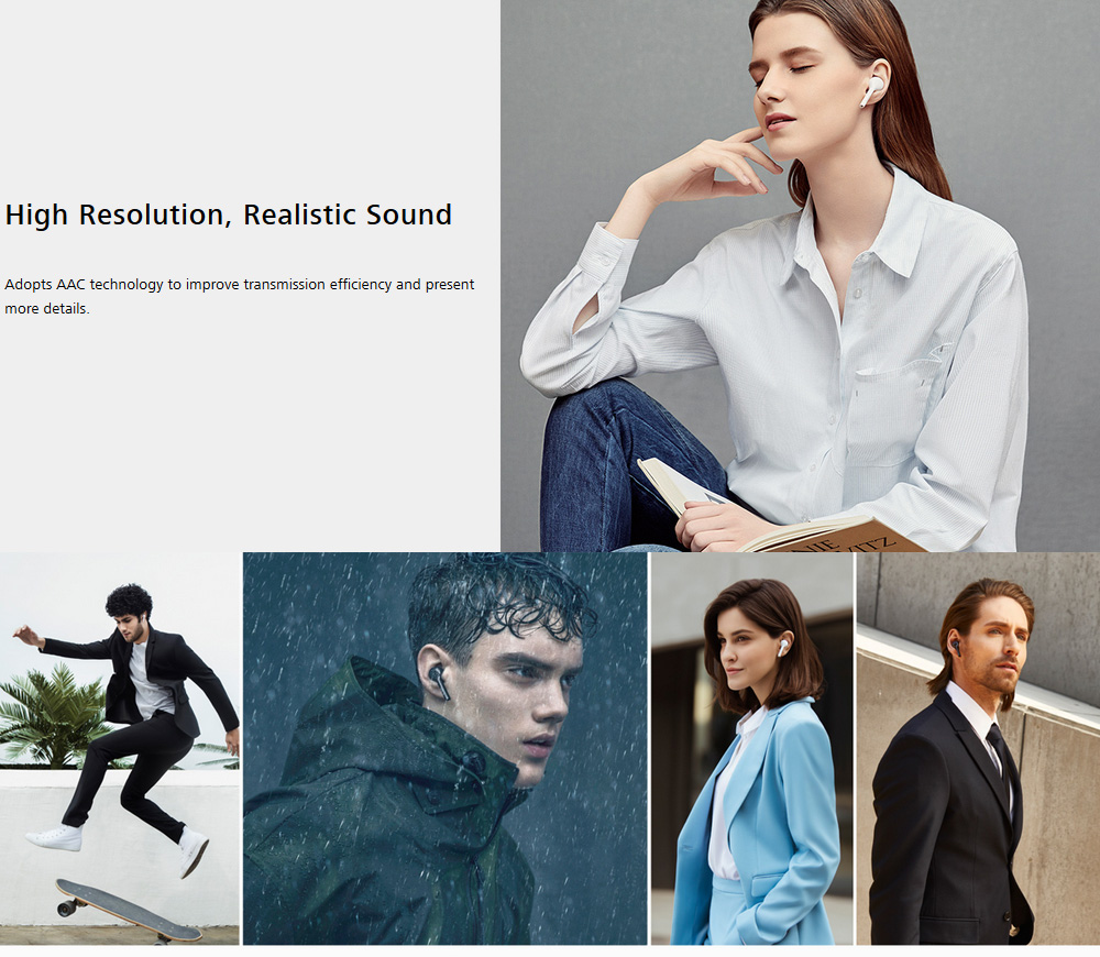 Original HUAWEI FreeBuds Wireless Bluetooth Earphones with Mic Auto Connect Balanced Armatures + Dynamic Drivers Double-Tap Control 10 Hours Playtime