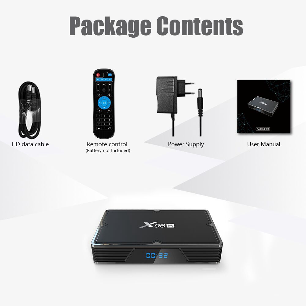 X96H Allwinner H603 Android 9.0 6K HDR TV BOX 4GB/32GB 2.4G/5.8G WIFI USB3.0 AV HDMI IN and OUT Youtube Netflix Google Play