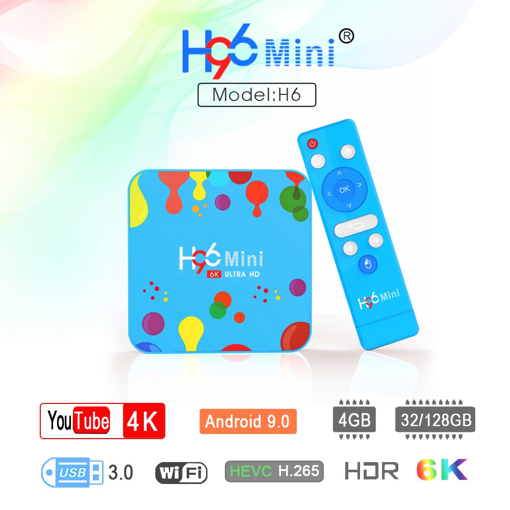 H96 Mini TV Box Android9.0 Allwinner H6 4G/32G 2.4G+5G WiFi Bluetooth 100Mbps LAN USB3.0