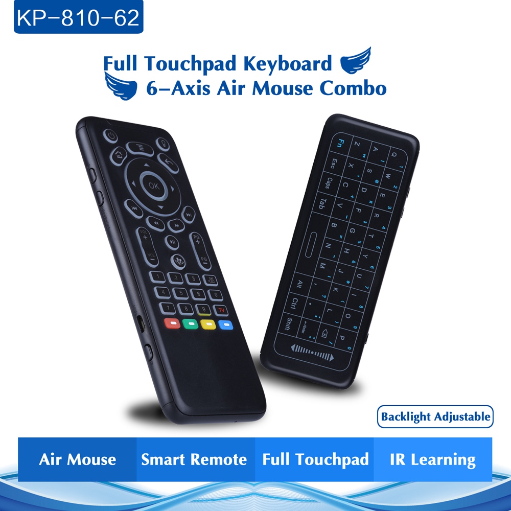 iPazzPort KP-62 7-Colour Backlight Full Touchpad 6-Axis Air Mouse 2.4G RF Mode Compatible with Windows/Android/iOS