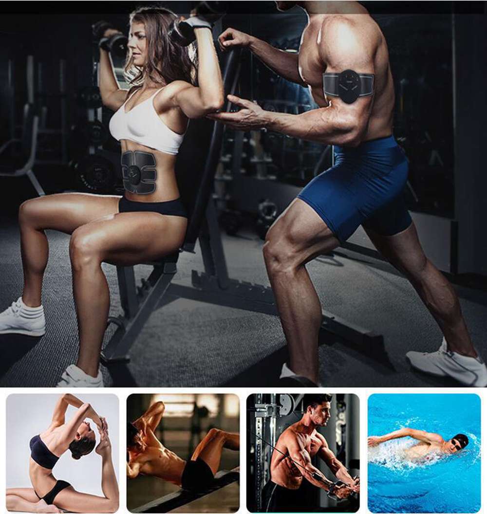 Abdominal Muscle Trainer Apparatus Home Use Electric Body-building Fitness Machine Battery Version - Black