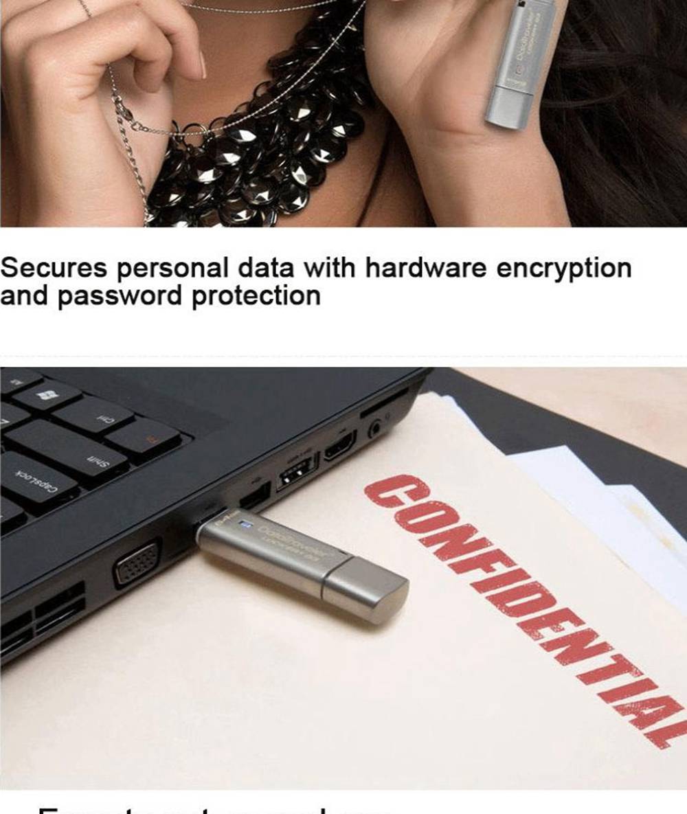 Kingston DTLPG3 64GB USB3.0 Flash Drive Password Protection Automatic Cloud Backup Reading Speed 135MB/s - Silver