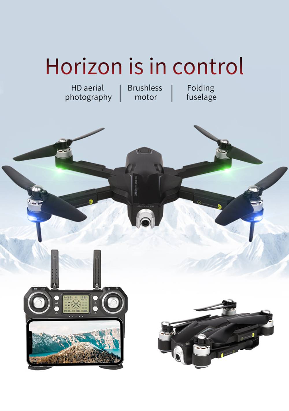 XMR/C M8 4K 5G WIFI Brushless GPS Foldable RC Drone With Adjustable 110 Degree Wide-angle Camera Automatic Following RTF - Two Batteries With Bag