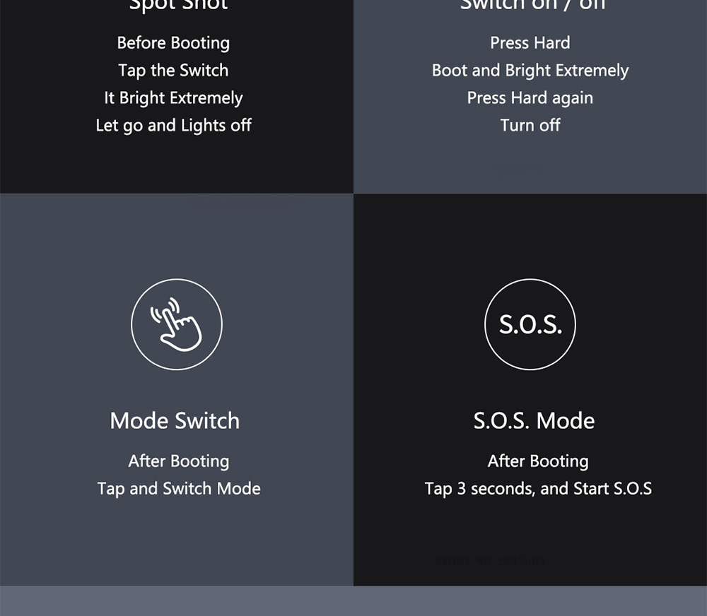 Xiaomi Youpin Outdoor Flashlight 2000LM 5 Models Multi-function Brightness IPX7 Waterproof Camping Flash Light