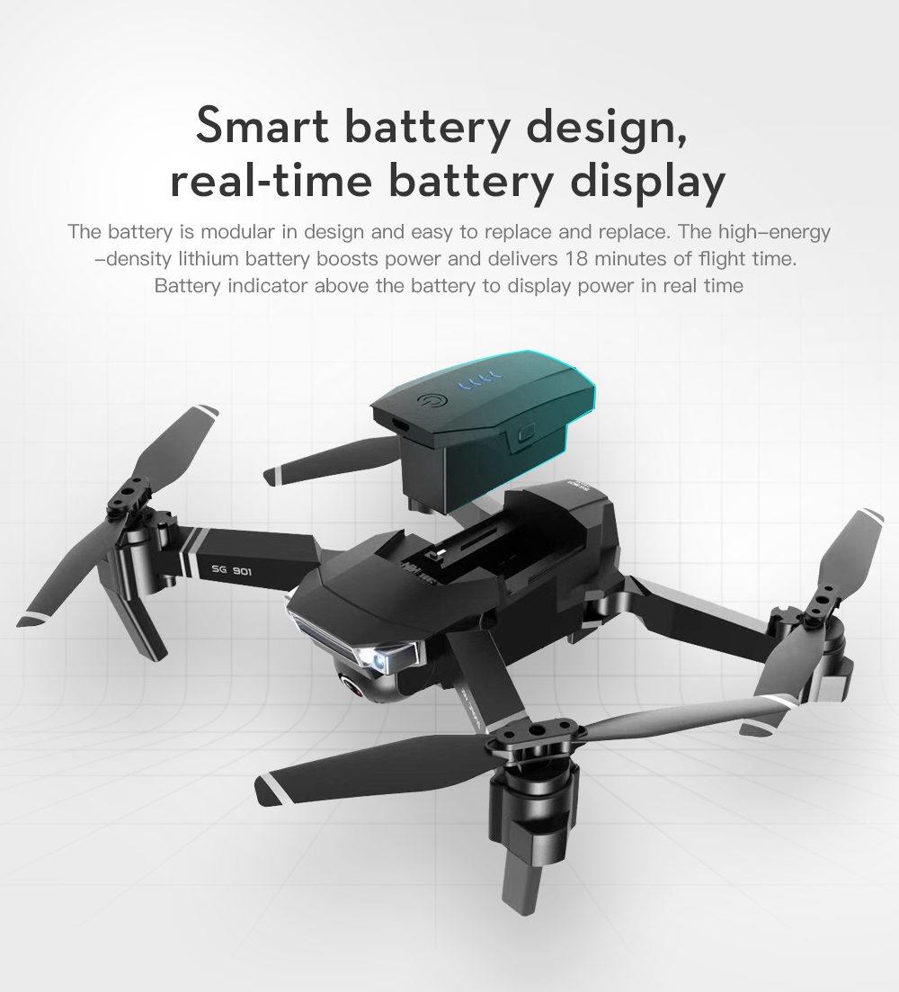 ZLRC SG901 YUE 4K WIFI Foldable RC Drone With Adjustable Wide-angle Camera Optical Flow Positioning RTF - Three Batteries with Bag