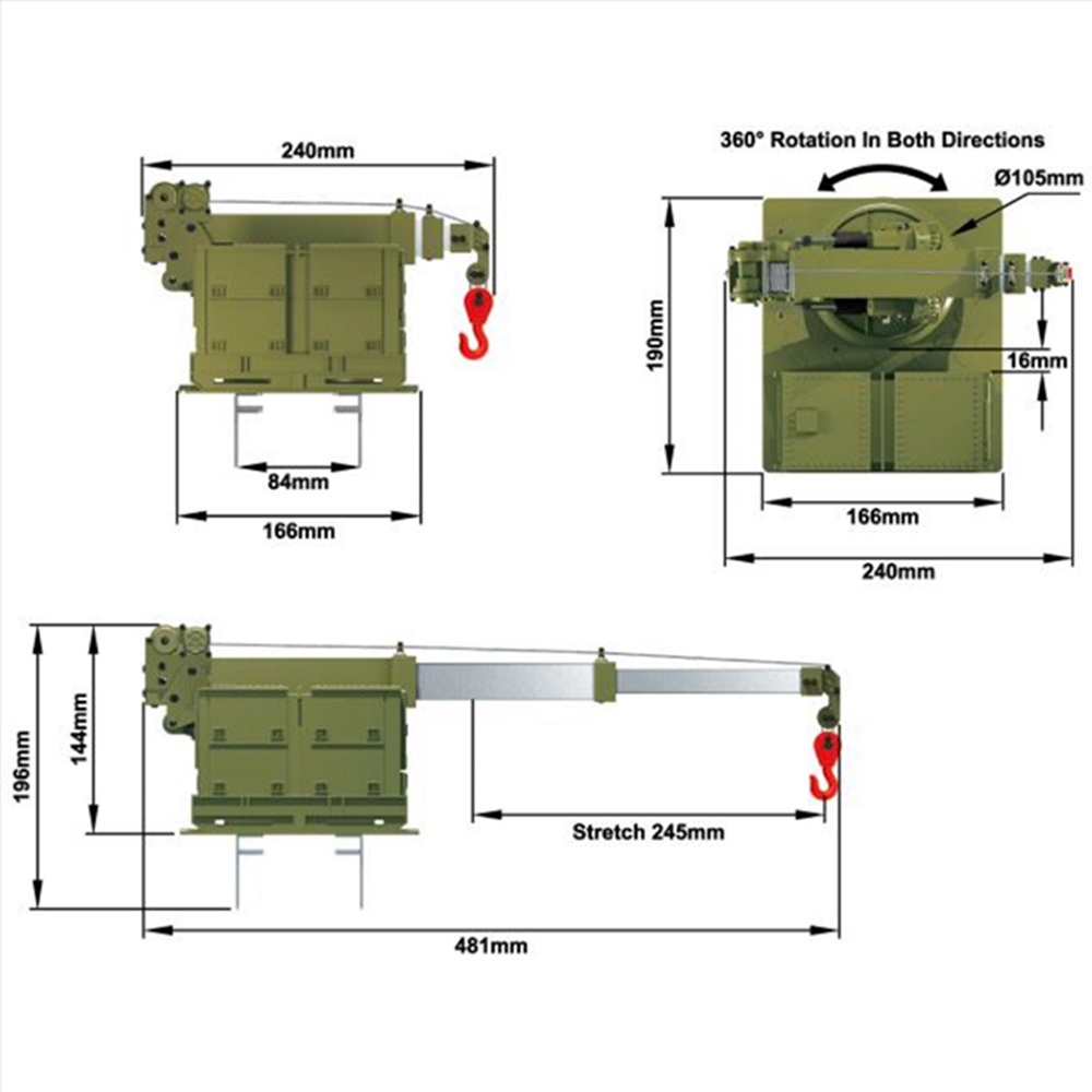 HG P803 Boom Assembly For HG P801 P802 M983 2.4G 1/12 8x8 High-imitation US Army Military Truck RC Car - Army Green
