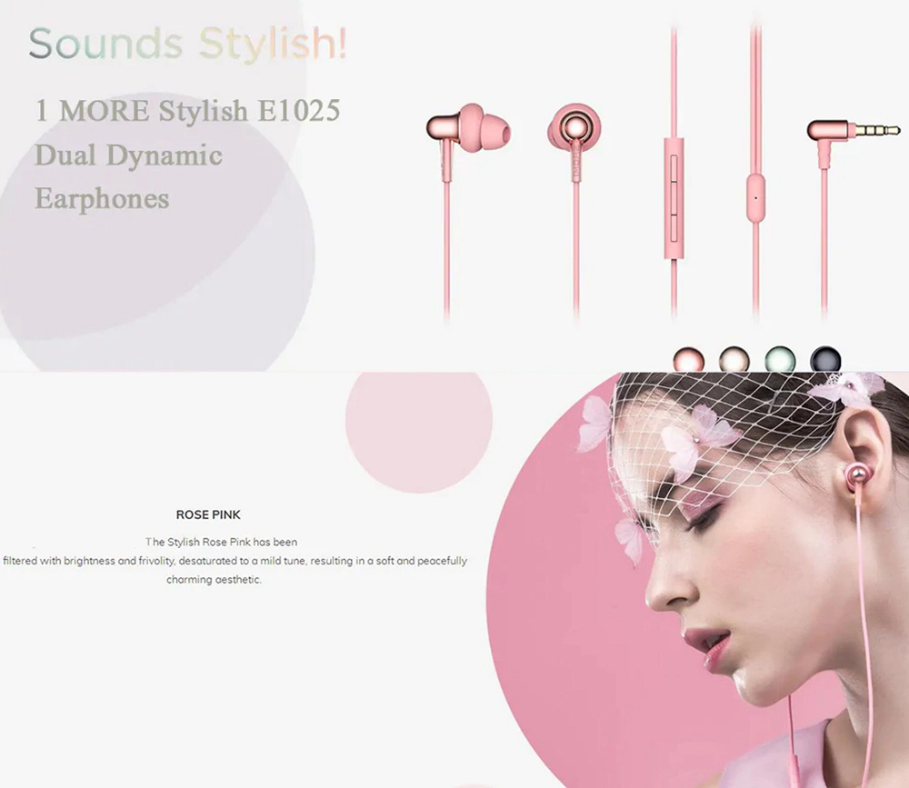 Xiaomi 1MORE E1025 In-ear Earphones Dual Dynamic Driver In-line Controls L-Bend Plug