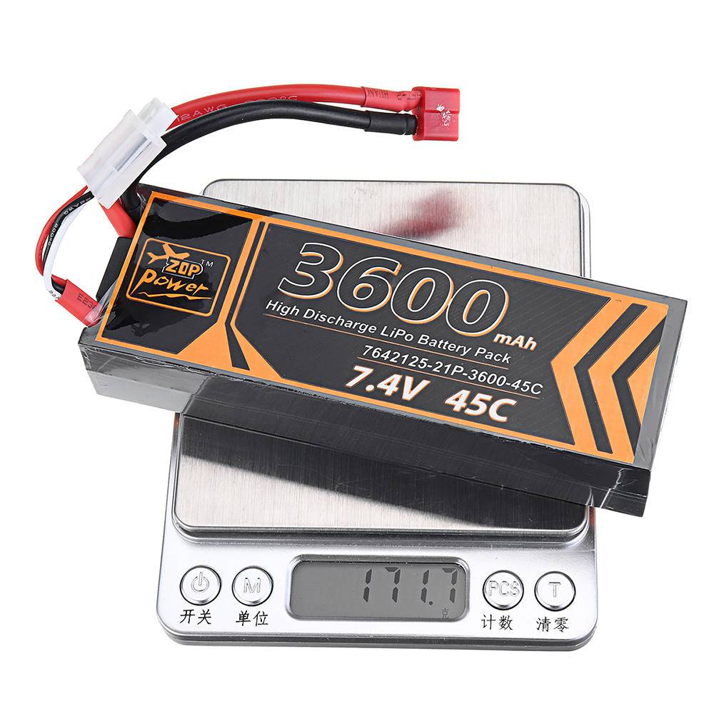 ZOP Power 2S 7.4V 3600mAh 45C T Plug Cube Lipo Battery For RC Car Model