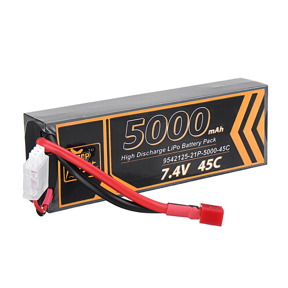 ZOP Power 2S 7.4V 5000mAh 45C Lipo Battery T Plug For RC Car Model FPV Racing Drone RC Airplane Helicopter