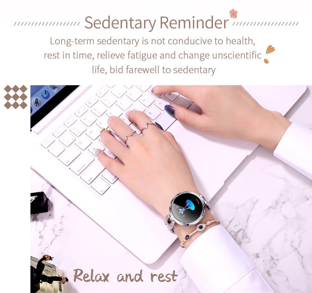 AK15 Women Smart Bracelet 1.08 Inch Color Screen Heart Rate Sleep Monitor IP67 Multiple Sports Modes - Golden