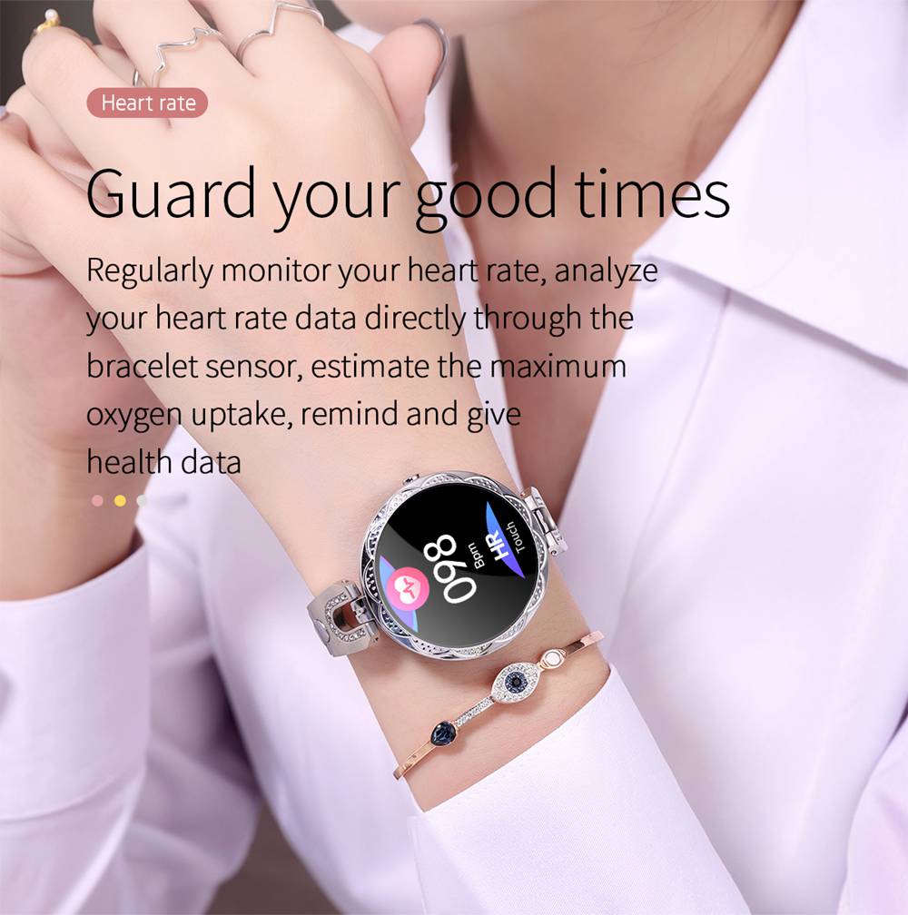 AK15 Women Smart Bracelet 1.08 Inch Color Screen Heart Rate Sleep Monitor IP67 Multiple Sports Modes - Golden