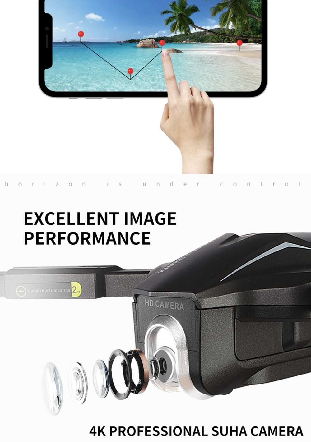 XMR/C M8 4K 5G WIFI Brushless GPS Foldable RC Drone With Adjustable 110 Degree Wide-angle Camera Automatic Following RTF - Three Batteries With Bag