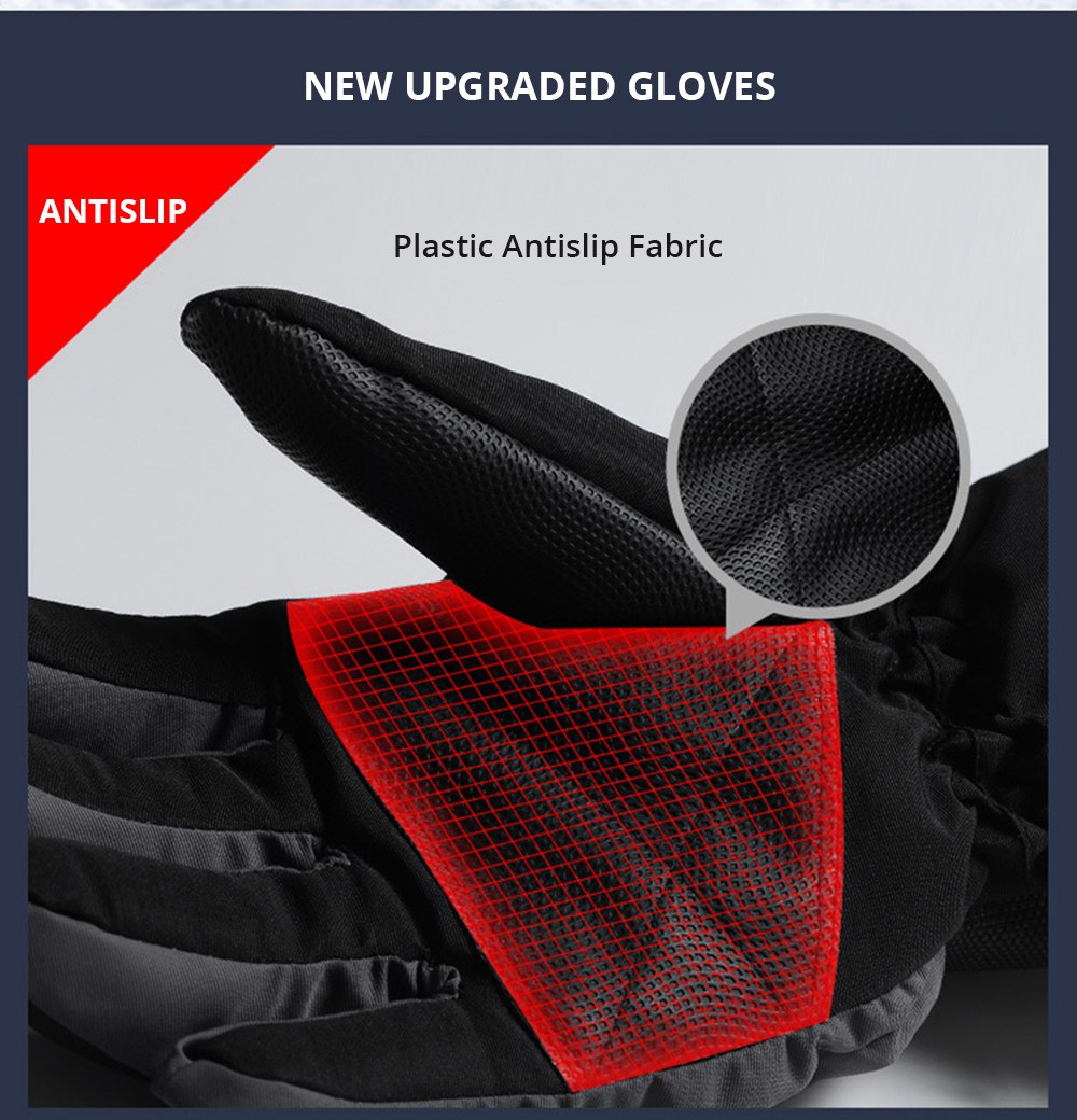 Winter Ski Gloves Warm Waterproof Breathable Gloves - Black And Gray