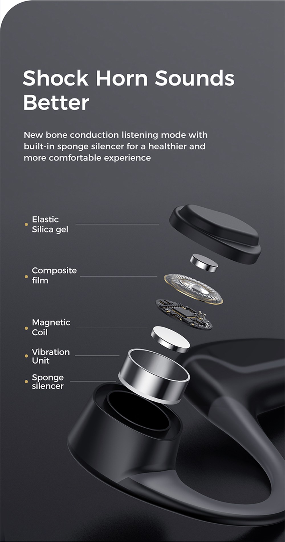 JOYROOM JR-G1 36g Bluetooth 5.0 Earphones Bone Conduction 6 Hours Playtime IPX4