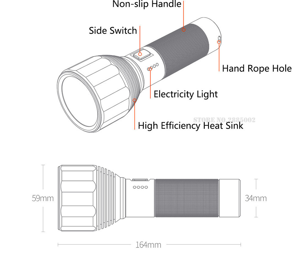 Xiaomi Youpin Outdoor Flashlight 2000LM 5 Models Multi-function Brightness IPX7 Waterproof Camping Flash Light