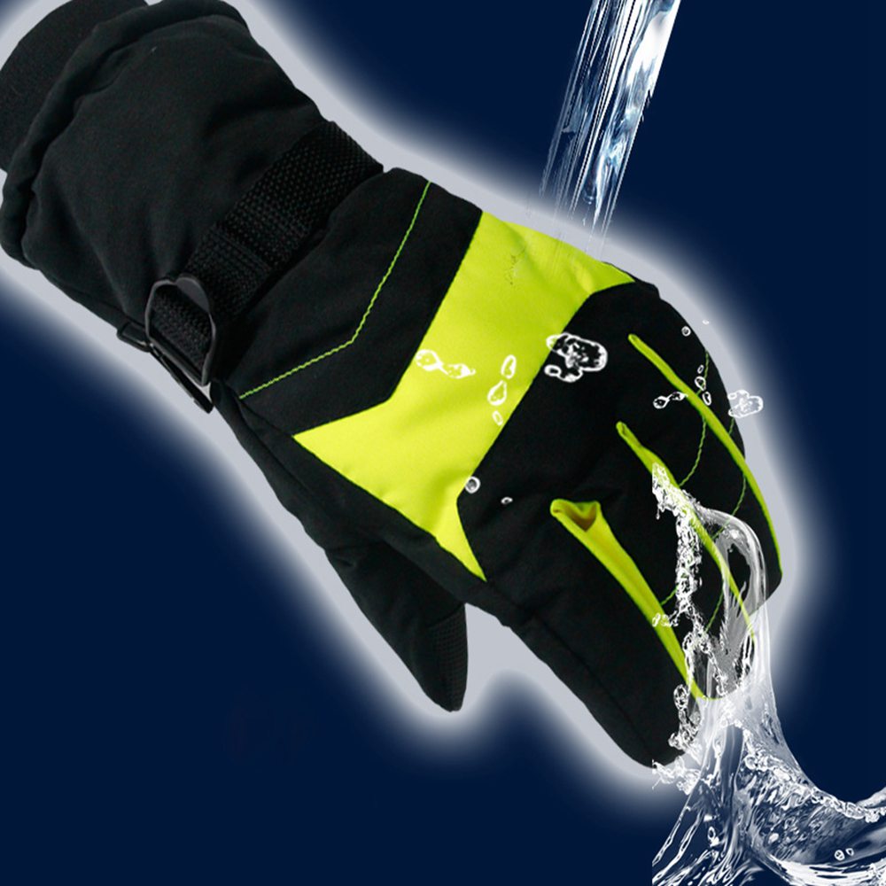 Winter Adult Thicken Warm Ski Gloves Ultralight Waterproof Riding Gloves Size M - Green