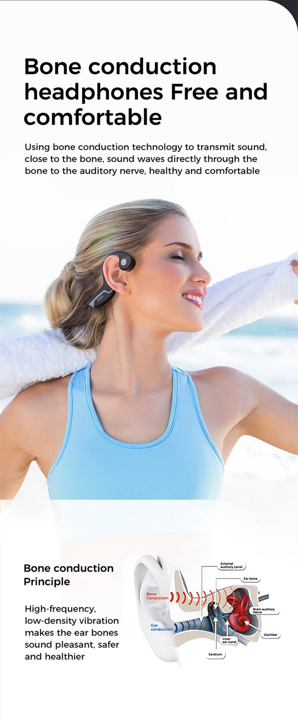 JOYROOM JR-G1 36g Bluetooth 5.0 Earphones Bone Conduction 6 Hours Playtime IPX4