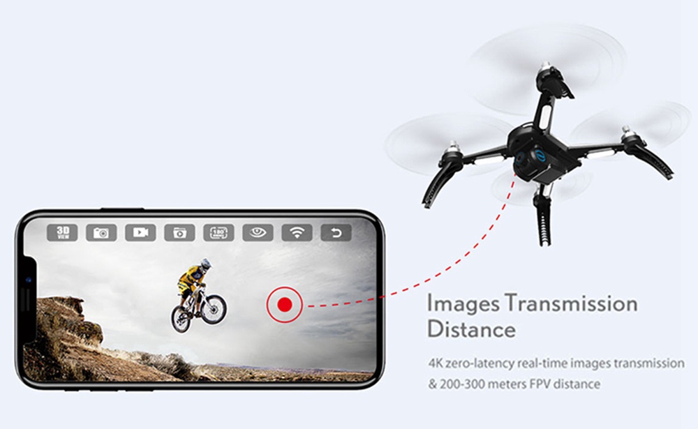 MJX Bugs 5 W B5W 4K Version 5G WIFI FPV GPS RC Drone With Single-axis Gimbal 20mins Flying Time Follow Me Mode RTF - Three Batteries With Bag