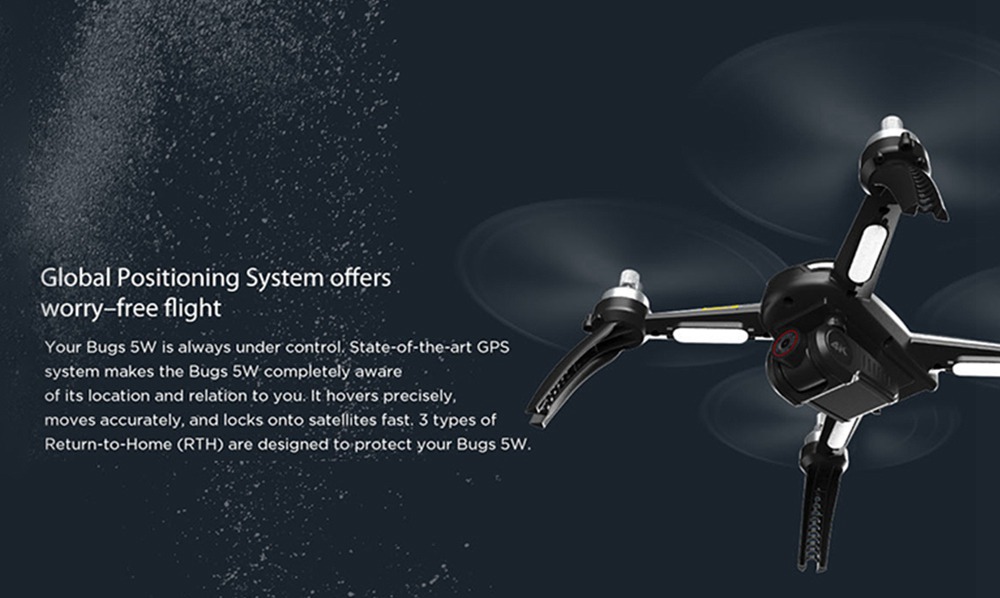 MJX Bugs 5 W B5W 4K Version 5G WIFI FPV GPS RC Drone With Single-axis Gimbal 20mins Flying Time Follow Me Mode RTF - Three Batteries With Bag