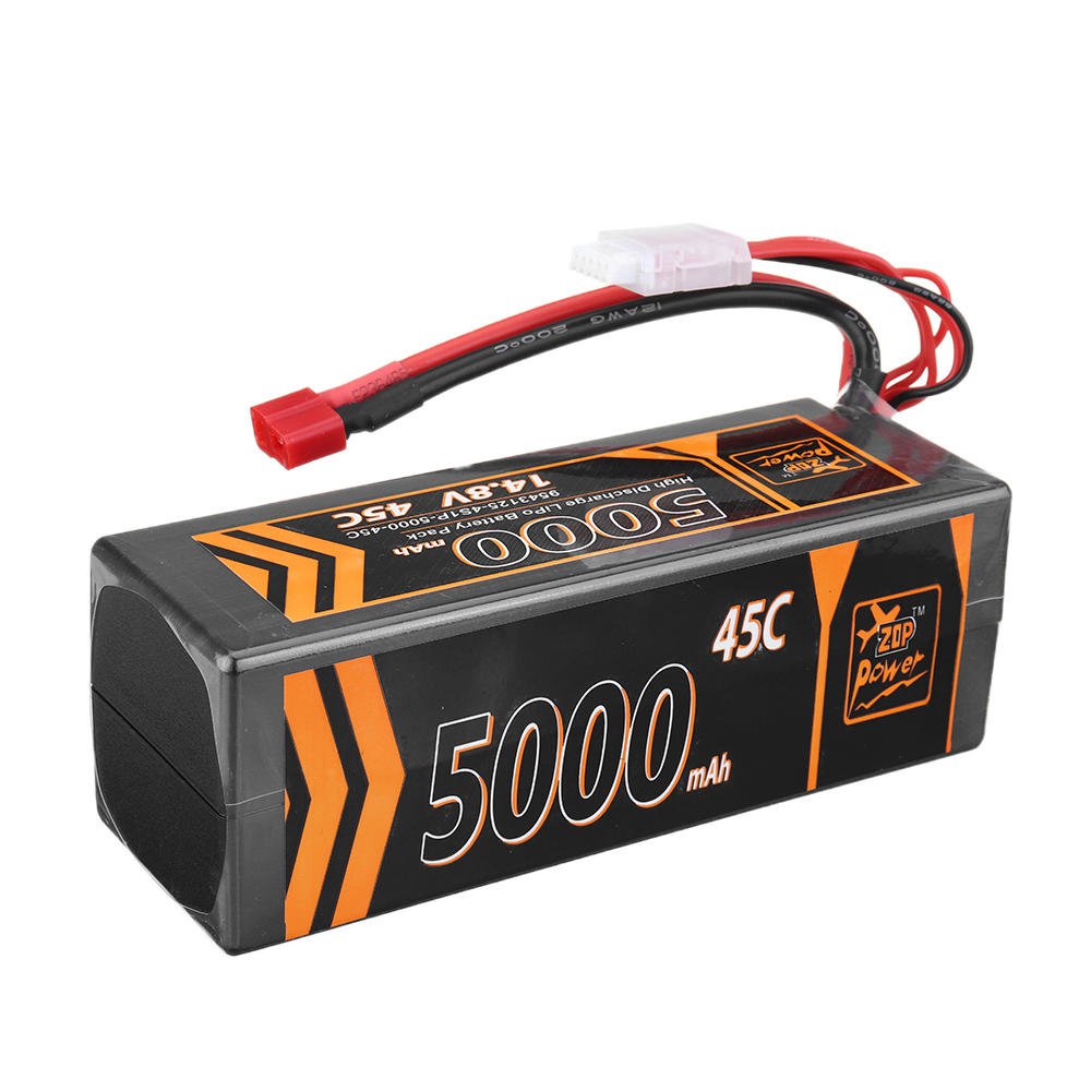 ZOP Power 4S 14.8V 5000mAh 45C Lipo Battery T Plug For RC Car Model FPV Racing Drone RC Airplane Helicopter