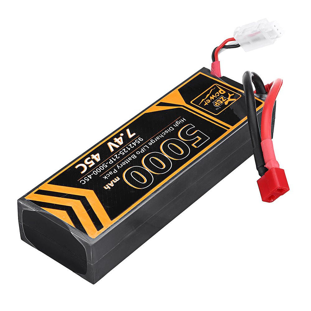 ZOP Power 2S 7.4V 5000mAh 45C Lipo Battery T Plug For RC Car Model FPV Racing Drone RC Airplane Helicopter