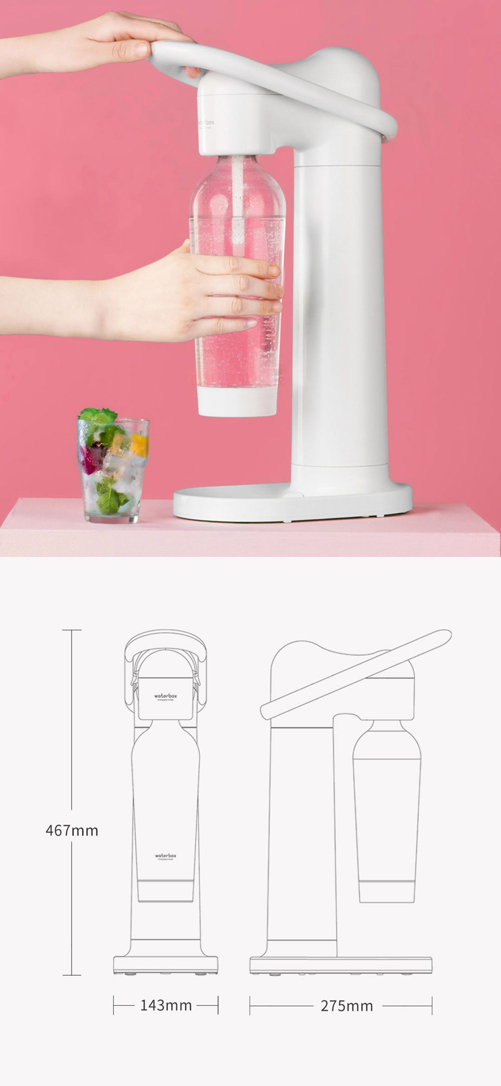 Xiaomi Youpin WATERBOX Desktop Sparkling Water Maker Include CO2 Bottle And Bubble Water - White