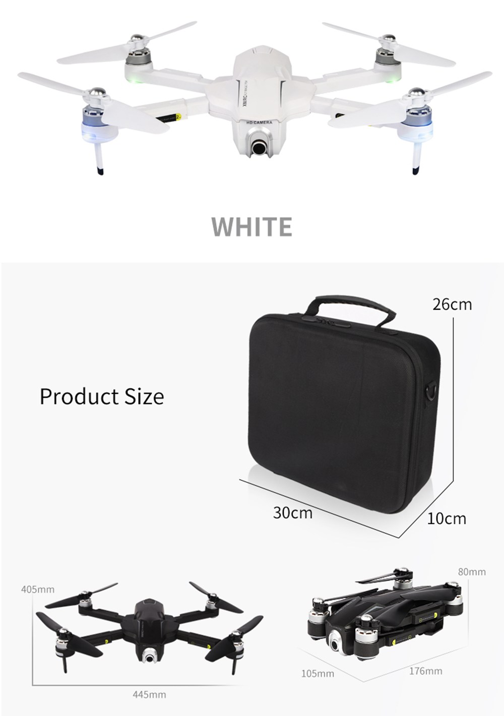 XMR/C M8 4K 5G WIFI Brushless GPS Foldable RC Drone With Adjustable 110 Degree Wide-angle Camera Automatic Following RTF - Three Batteries With Bag