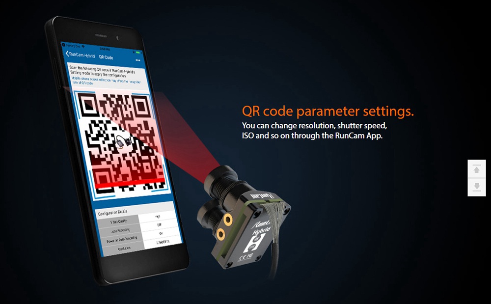 Runcam Hybrid 4K/30FPS Dual Lens FOV 145 Degree HD Recording 6ms Latency QR Code Parameter Settings FPV Camera For Racing Drone - Black