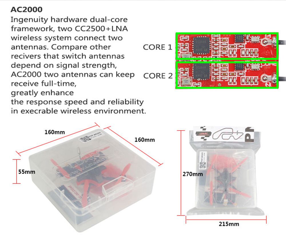 LDARC AK123 3S Toothpick FPV Racing Drone 122mm Wheelbase F411 12A BLheli_S 200mW VTX Runcam Nano2 Cam PNP - AC2000 Receiver