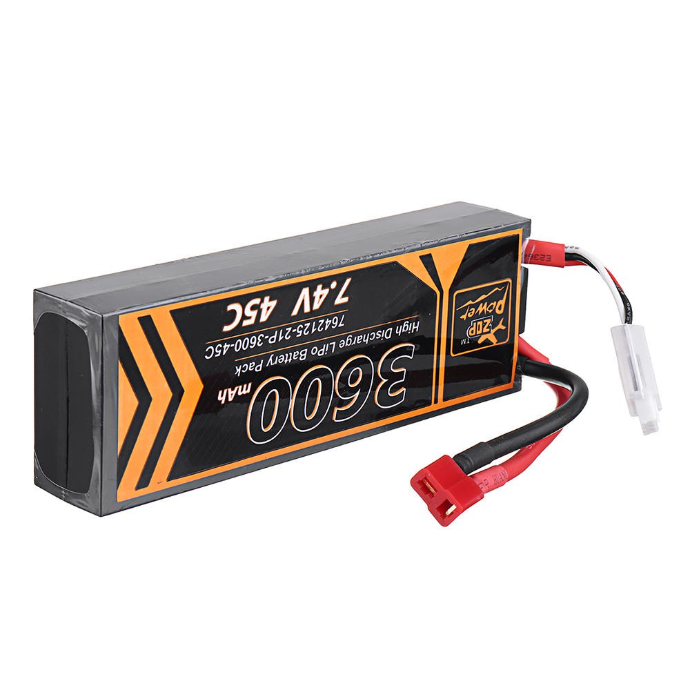 ZOP Power 2S 7.4V 3600mAh 45C T Plug Cube Lipo Battery For RC Car Model