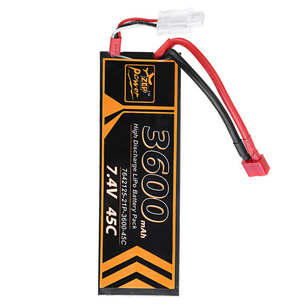 ZOP Power 2S 7.4V 3600mAh 45C T Plug Cube Lipo Battery For RC Car Model