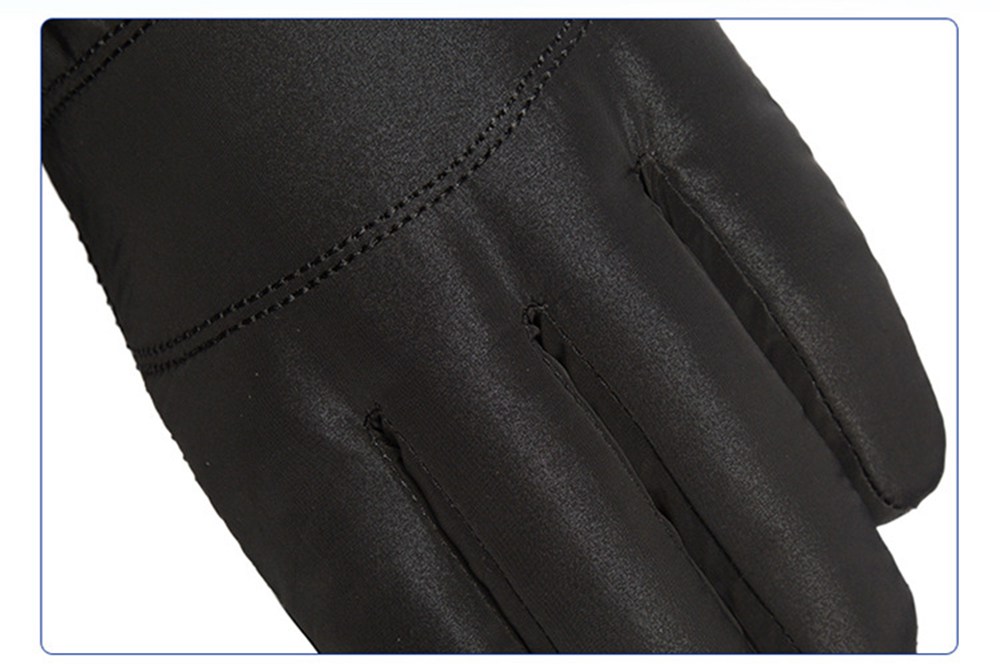 Winter Warm Non-slip Outdoor Velcro Ski Gloves Breathable Waterproof Material - Black