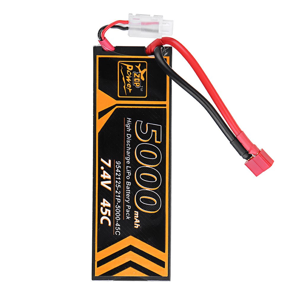 ZOP Power 2S 7.4V 5000mAh 45C Lipo Battery T Plug For RC Car Model FPV Racing Drone RC Airplane Helicopter