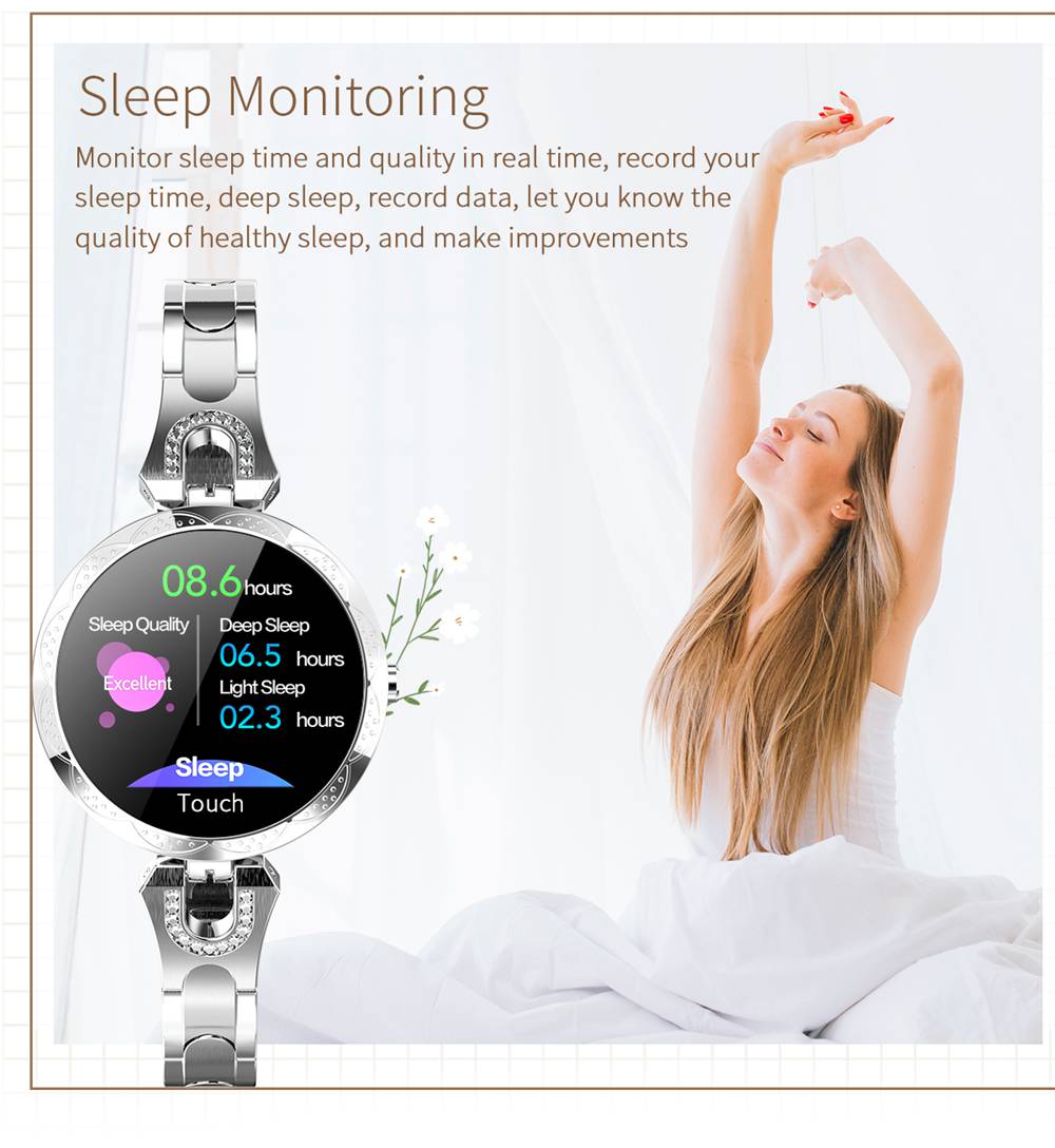 AK15 Women Smart Bracelet 1.08 Inch Color Screen Heart Rate Sleep Monitor IP67 Multiple Sports Modes - Golden