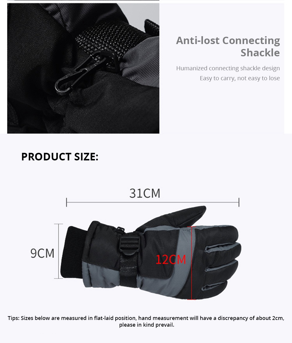 Winter Ski Gloves Warm Waterproof Breathable Gloves - Black And Gray