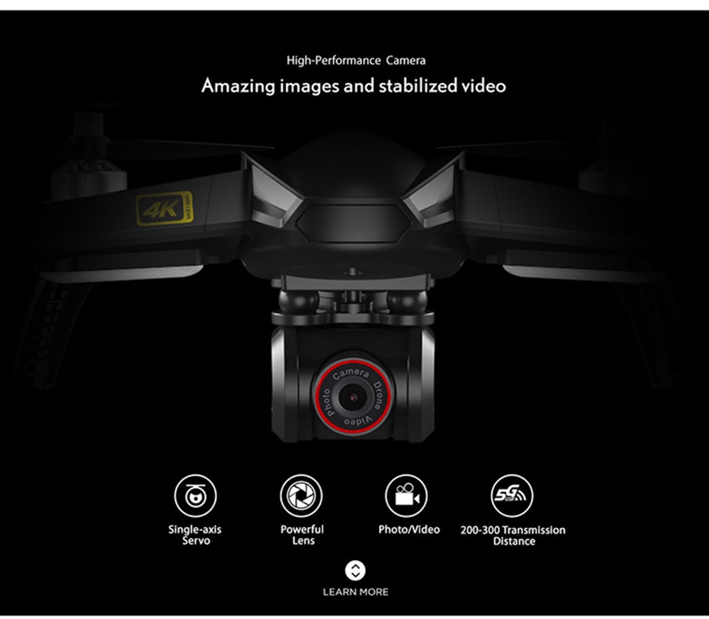 MJX Bugs 5 W B5W 4K Version 5G WIFI FPV GPS RC Drone With Single-axis Gimbal 20mins Flying Time Follow Me Mode RTF - Three Batteries With Bag