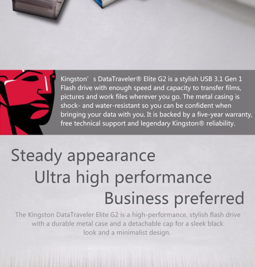 Kingston DTEG2 32GB Metal Casing USB 3.1 Flash Drive Reading Speed 180MB/S - Black