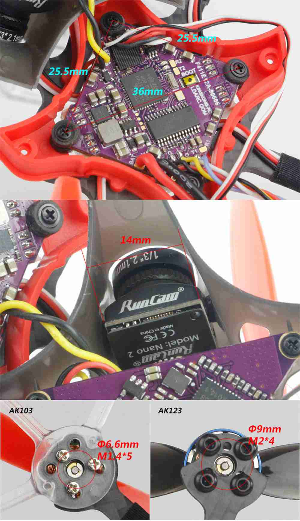 LDARC AK103 3S Toothpick FPV Racing Drone 109mm Wheelbase F411 12A BLheli_S 200mW VTX Runcam Nano2 Cam PNP - AC2000 Receiver
