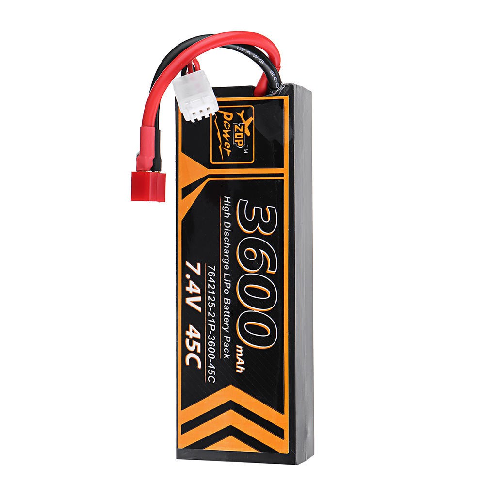 ZOP Power 2S 7.4V 3600mAh 45C T Plug Cube Lipo Battery For RC Car Model