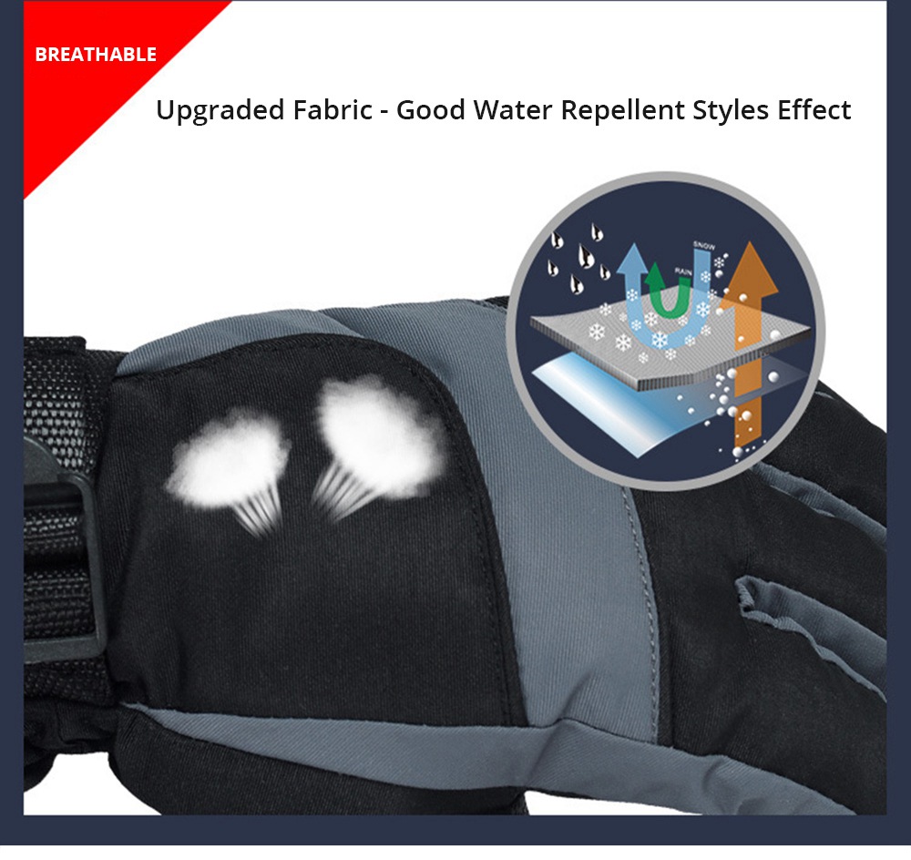 Winter Ski Gloves Warm Waterproof Breathable Gloves - Black And Gray