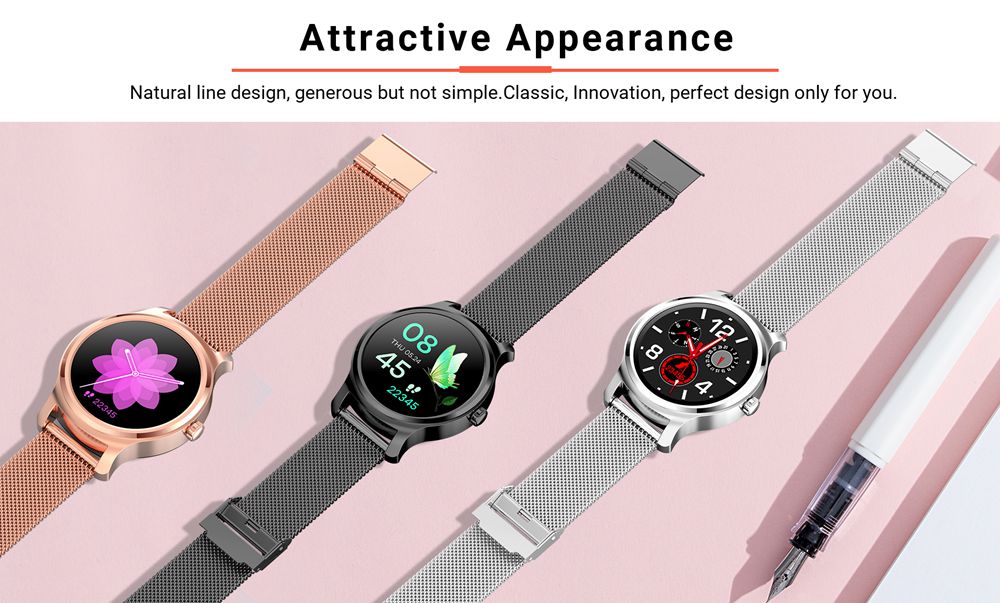 Makibes R2 Smart Watch 1.3 Inch IPS Round Screen IP67 Heart Rate Blood Pressure Monitor Call Message Reminder Music Player Metal Strap - Black