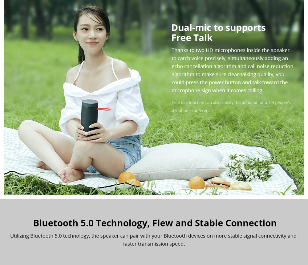 XIAOMI XMYX02JY Outdoor Bluetooth 5.0 Speaker Dual-mic 8 Hours Playtime IP55 Noise Reduction