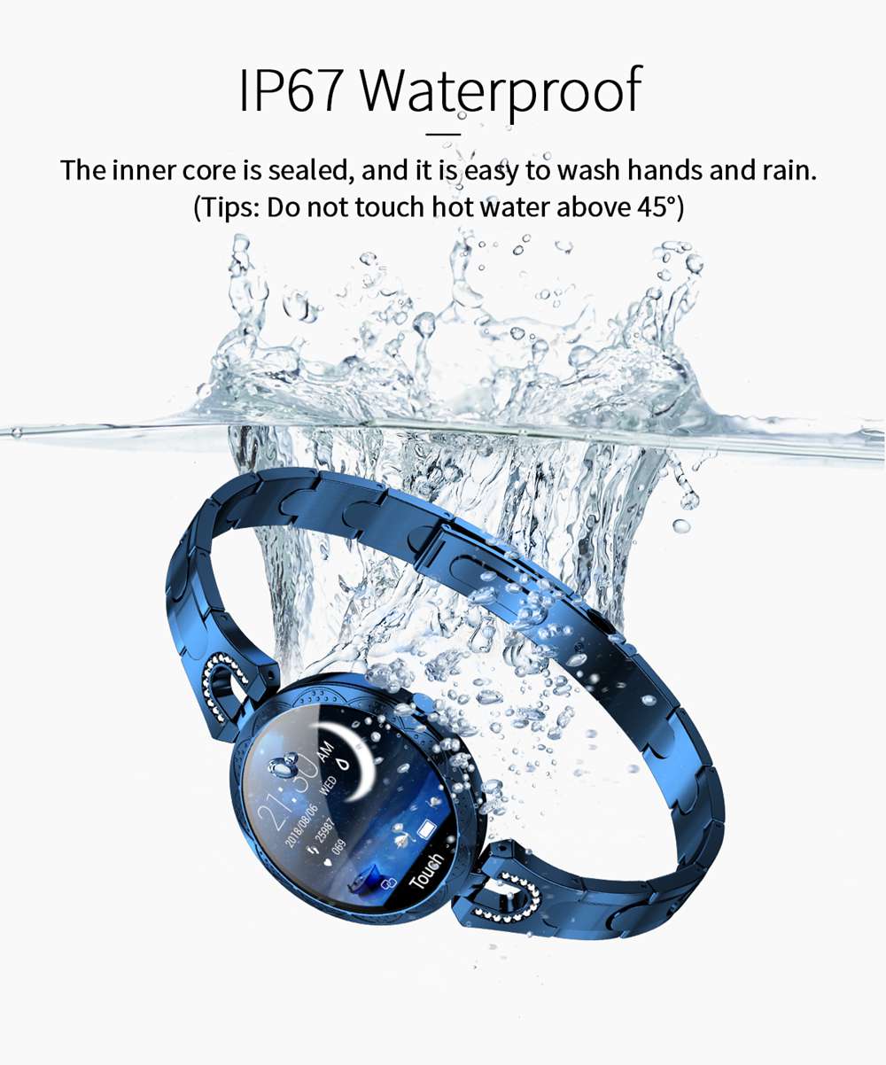 AK15 Women Smart Bracelet 1.08 Inch Color Screen Heart Rate Sleep Monitor IP67 Multiple Sports Modes - Golden