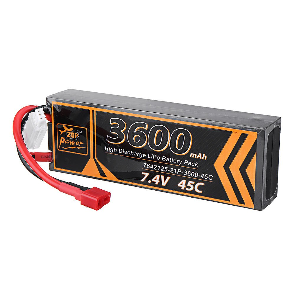ZOP Power 2S 7.4V 3600mAh 45C T Plug Cube Lipo Battery For RC Car Model