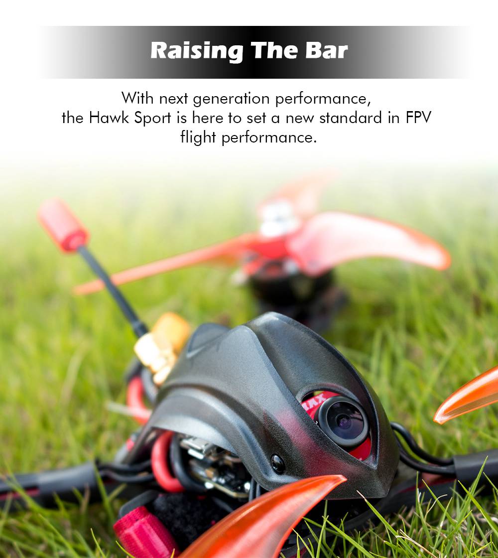 Emax Hawk Sport 5 Inch 6S FPV Racing Drone With F4 BFOSD 4IN1 35A BLheli_32 ECO2207 1700KV Caddx Turbo Micro F2 Cam - BNF Version