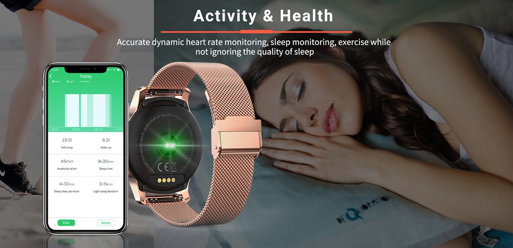 Makibes R2 Smart Watch 1.3 Inch IPS Round Screen IP67 Heart Rate Blood Pressure Monitor Call Message Reminder Music Player Metal Strap - Black