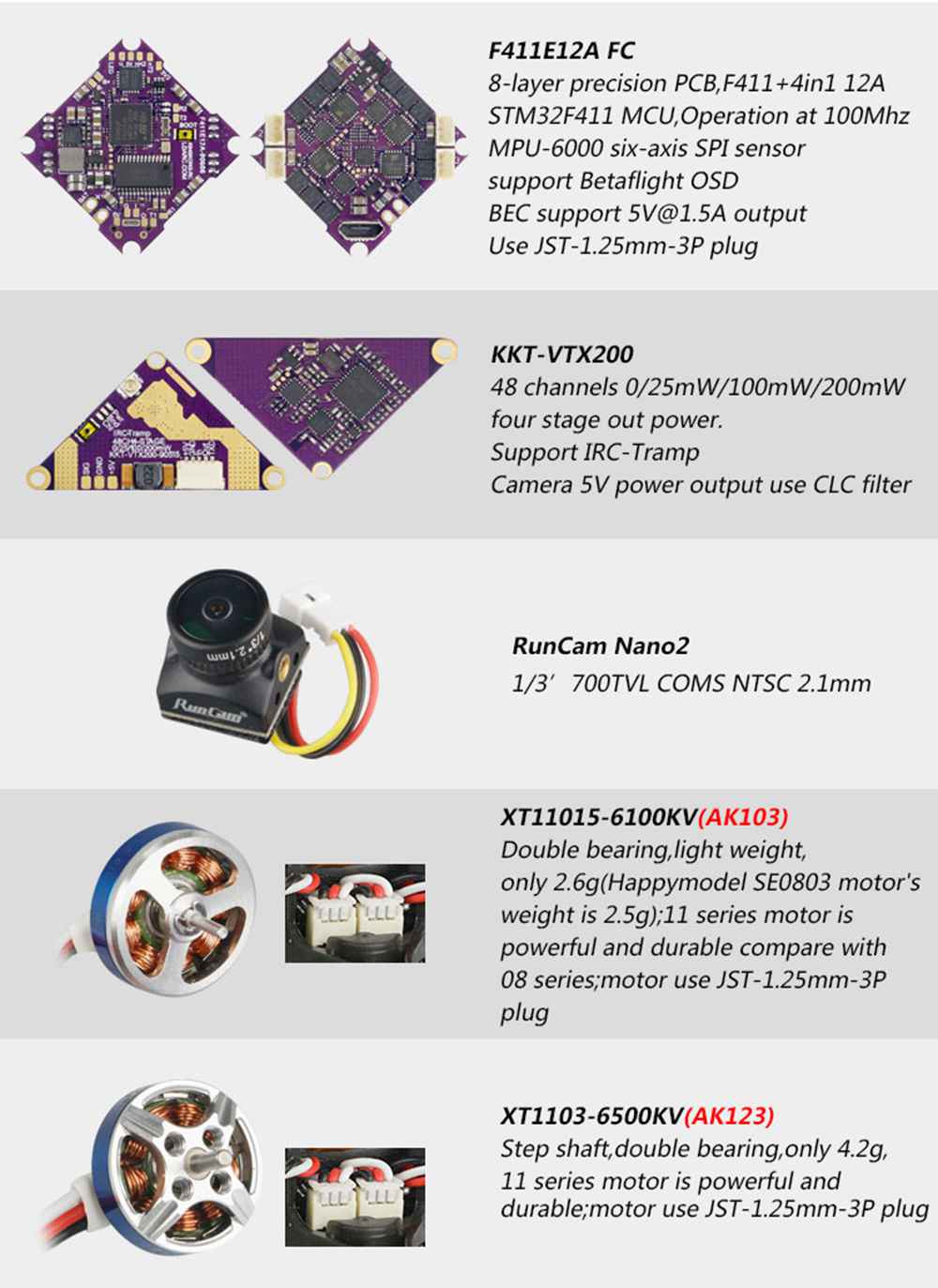 LDARC AK103 3S Toothpick FPV Racing Drone 109mm Wheelbase F411 12A BLheli_S 200mW VTX Runcam Nano2 Cam PNP - AC2000 Receiver