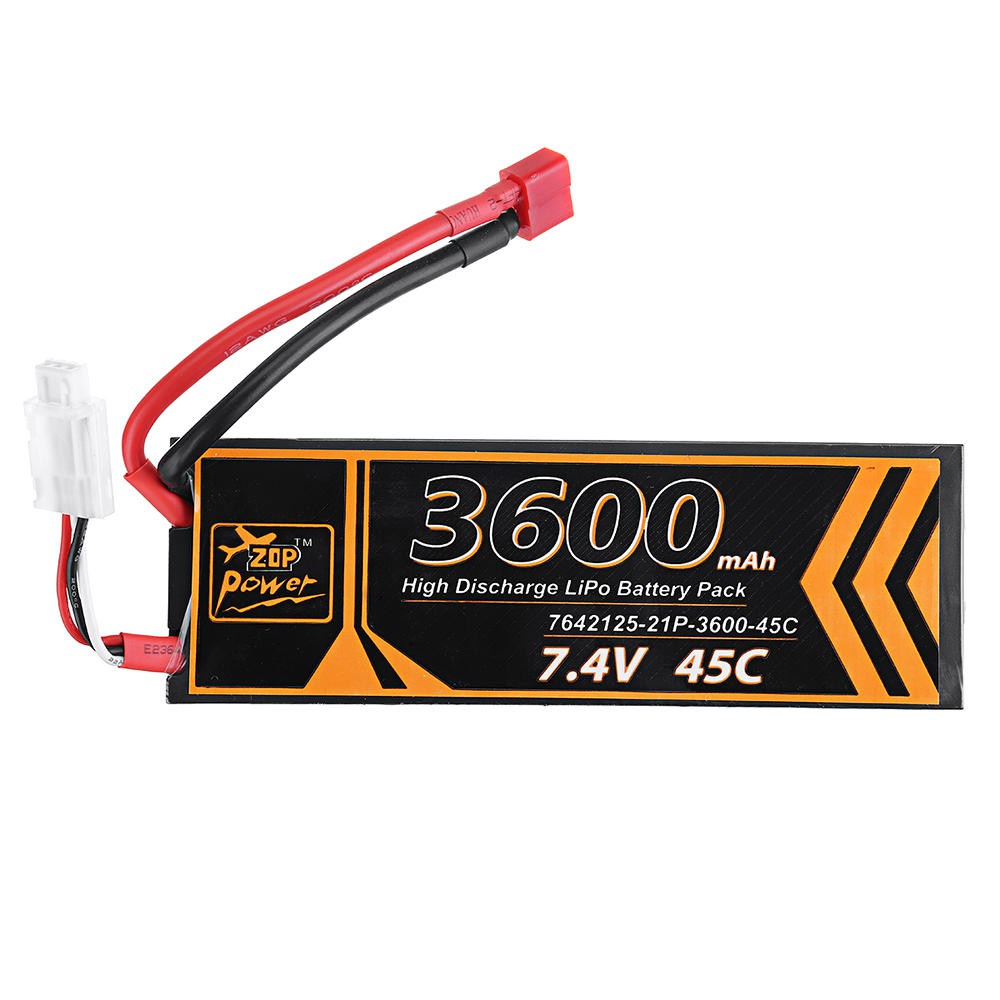 ZOP Power 2S 7.4V 3600mAh 45C T Plug Cube Lipo Battery For RC Car Model