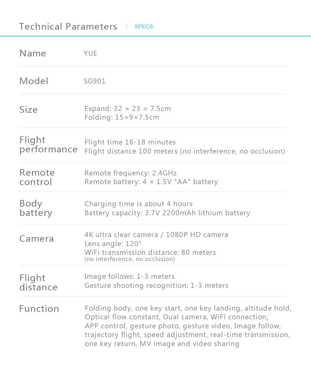 ZLRC SG901 YUE 4K WIFI Foldable RC Drone With Adjustable Wide-angle Camera Optical Flow Positioning RTF - Three Batteries with Bag